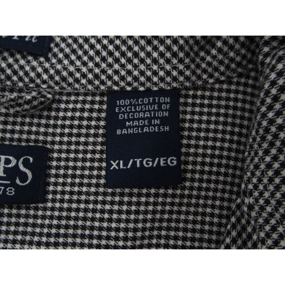 Vintage Chaps Ralph Lauren Button Up Shirt Mens XL Houndstooth Check Custom Fit - Picture 7 of 13